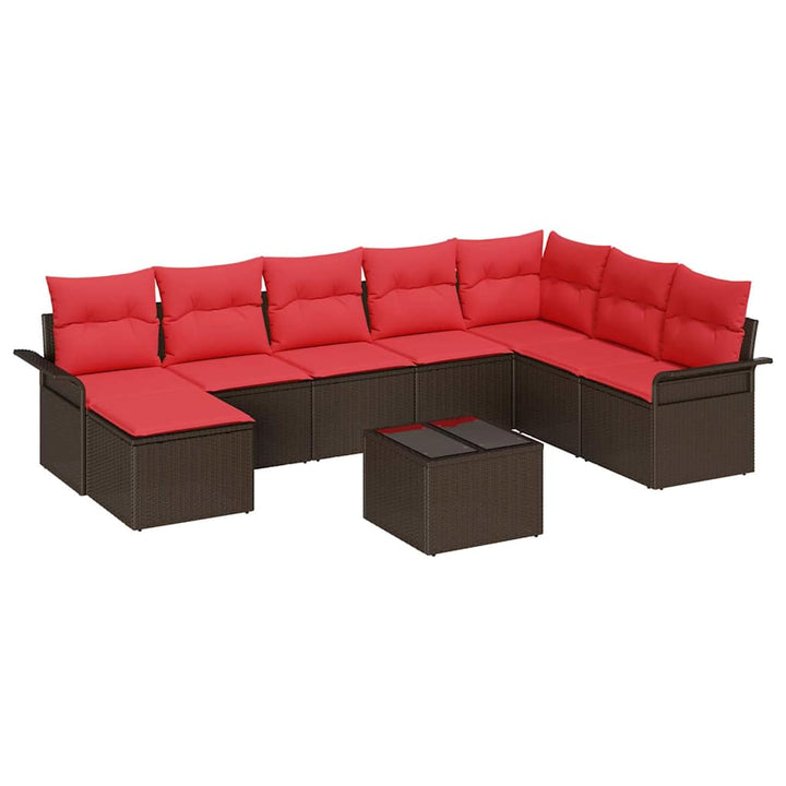 Havesofa Sæt 9 stk. Brun Poly rattan