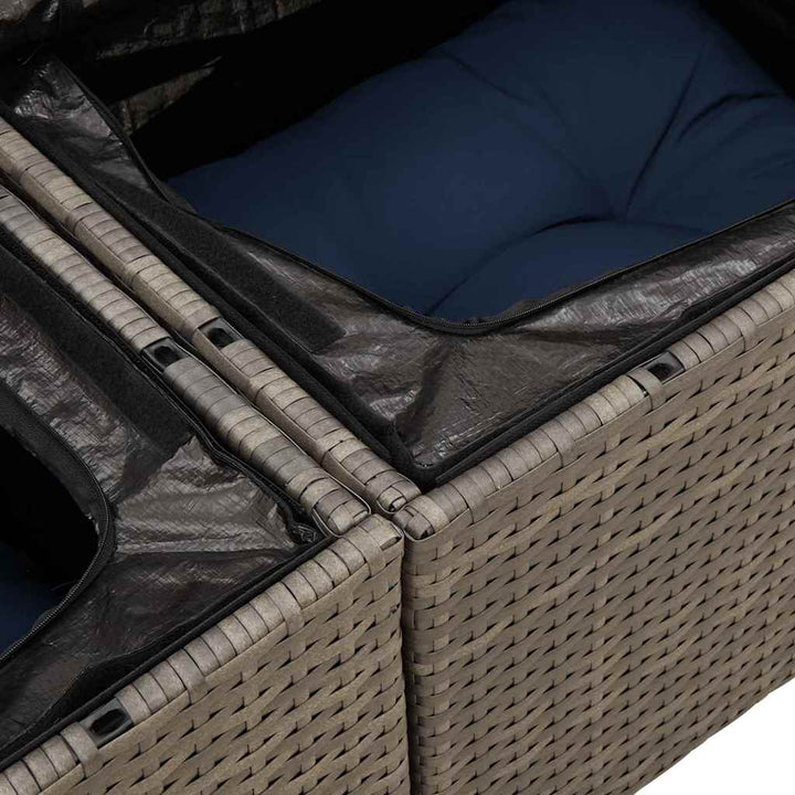 Havesofa Sæt 9 stk. Grå Poly rattan