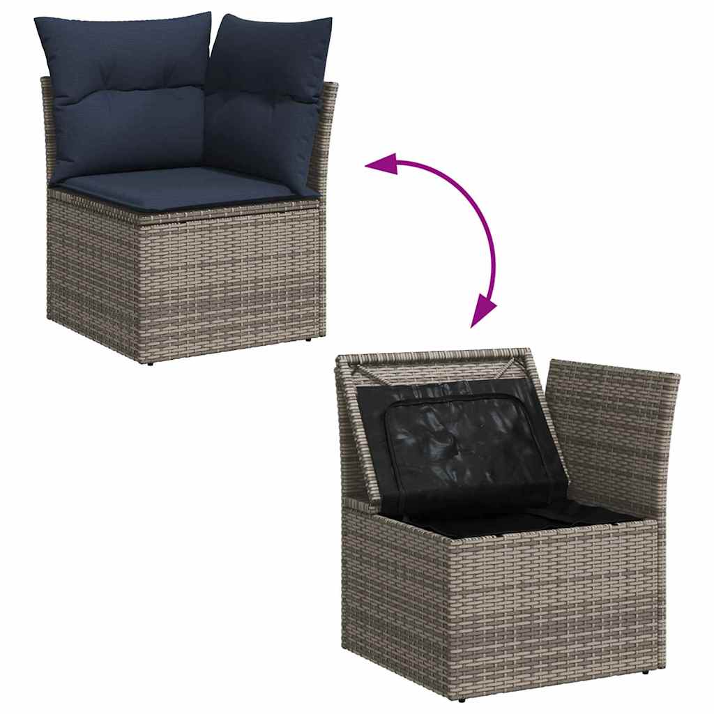Havesofa Sæt 9 stk. Grå Poly rattan