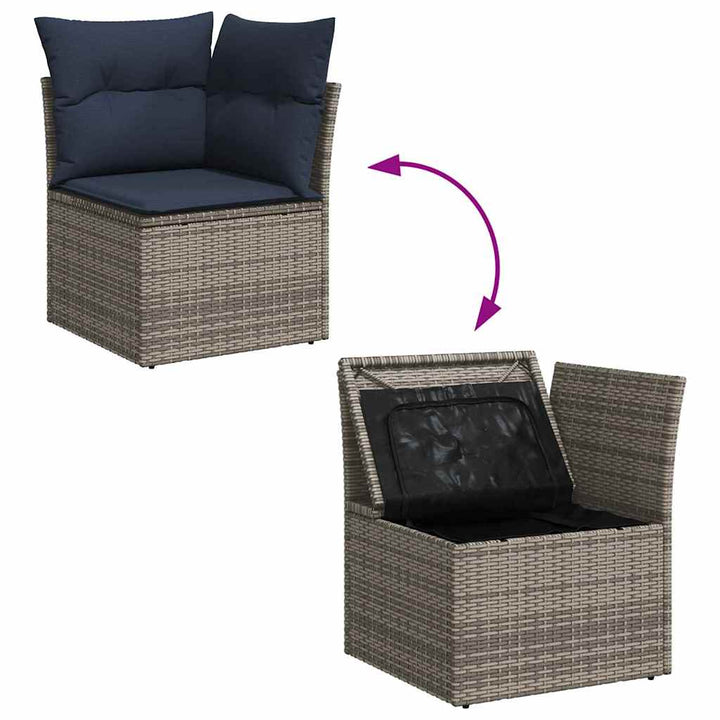 Havesofa Sæt 9 stk. Grå Poly rattan