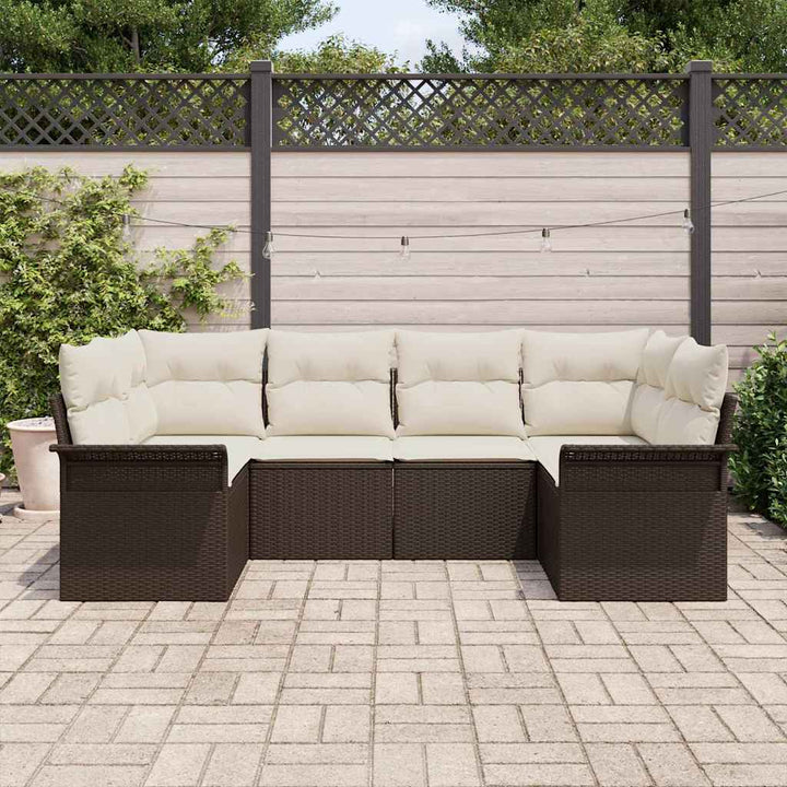 Havesofa Sæt med opbevaring 6 pcs Brun Poly rattan
