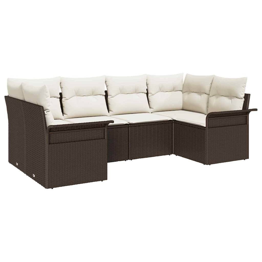 Havesofa Sæt med opbevaring 6 pcs Brun Poly rattan