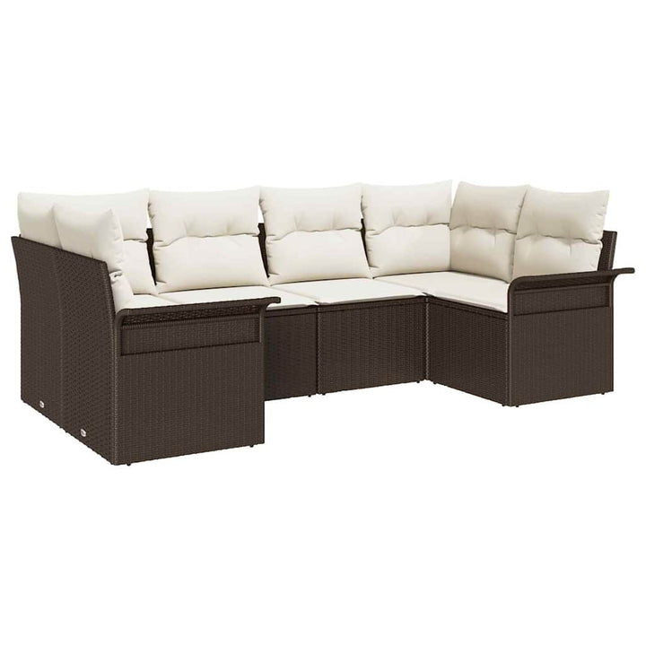 Havesofa Sæt med opbevaring 6 pcs Brun Poly rattan