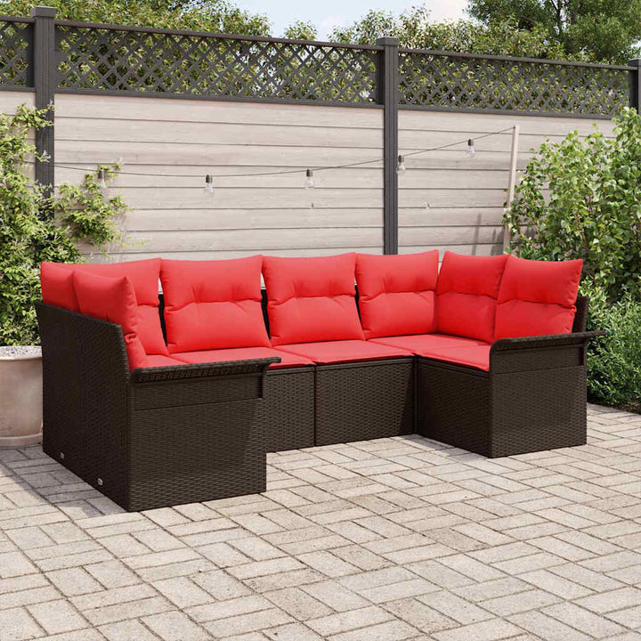 Havesofa Sæt med opbevaring 6 pcs Brun Poly rattan