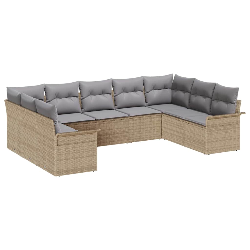 Havesofa Sæt med opbevaring 9 pcs Beige polyrattan