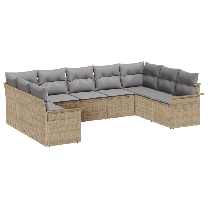 Havesofa Sæt med opbevaring 9 pcs Beige polyrattan