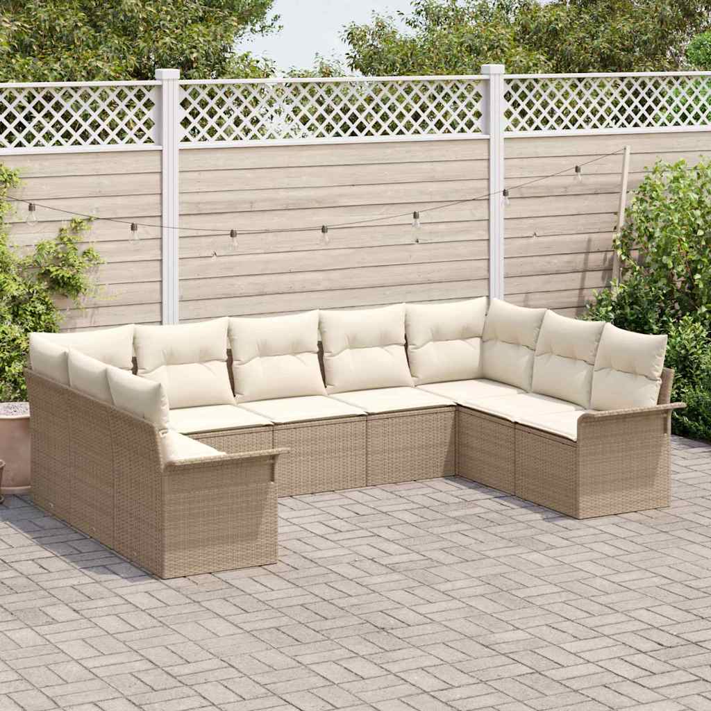 Havesofa Sæt 9 stk. Beige polyrattan