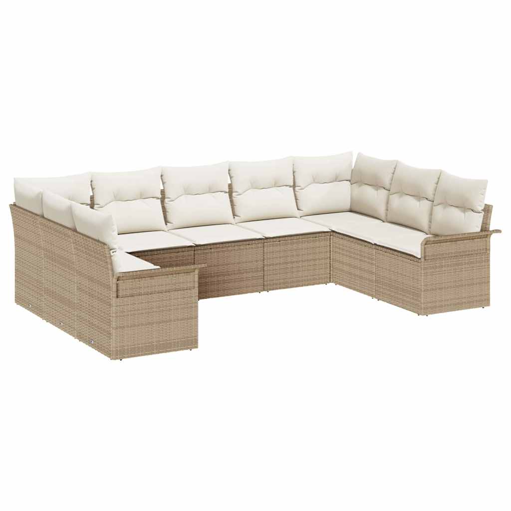 Havesofa Sæt 9 stk. Beige polyrattan