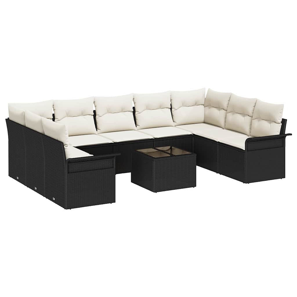 Havesofa Sæt med opbevaring 10 pcs Brun polyrattan