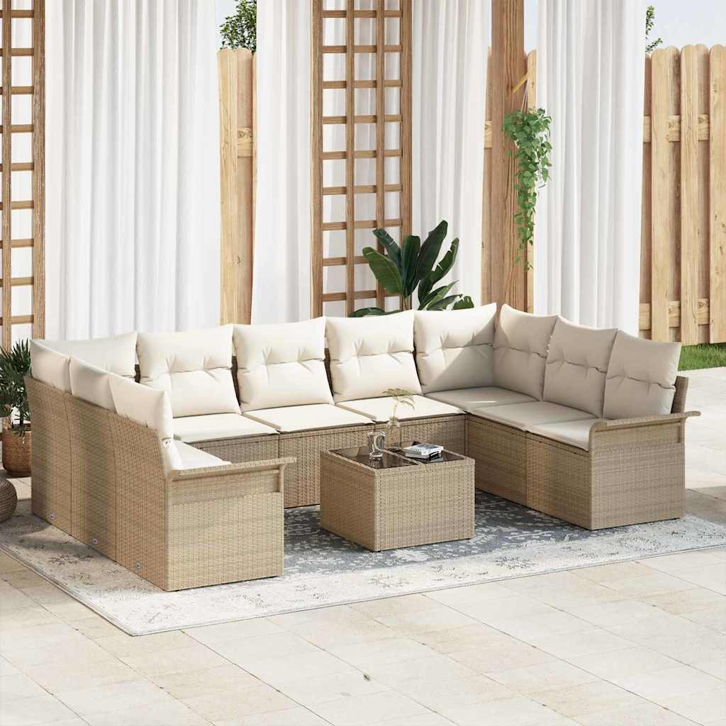 Havesofa Sæt 10 stk. Brun polyrattan