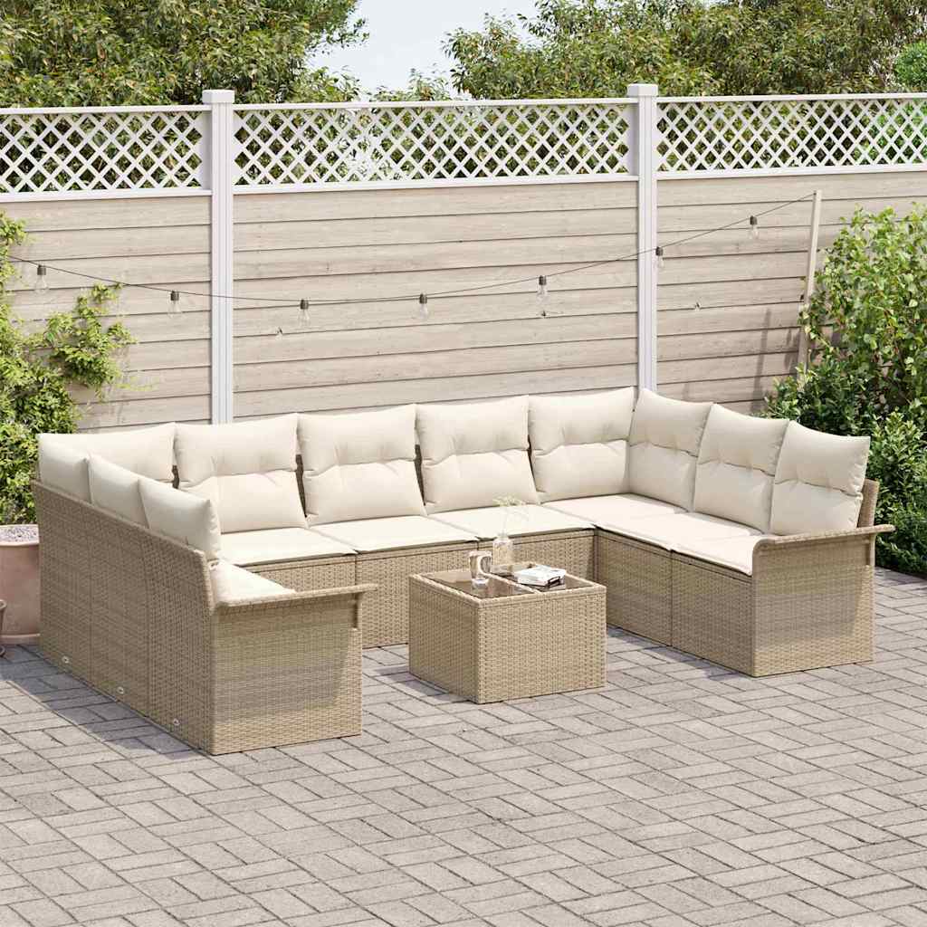 Havesofa Sæt 10 stk. Brun polyrattan