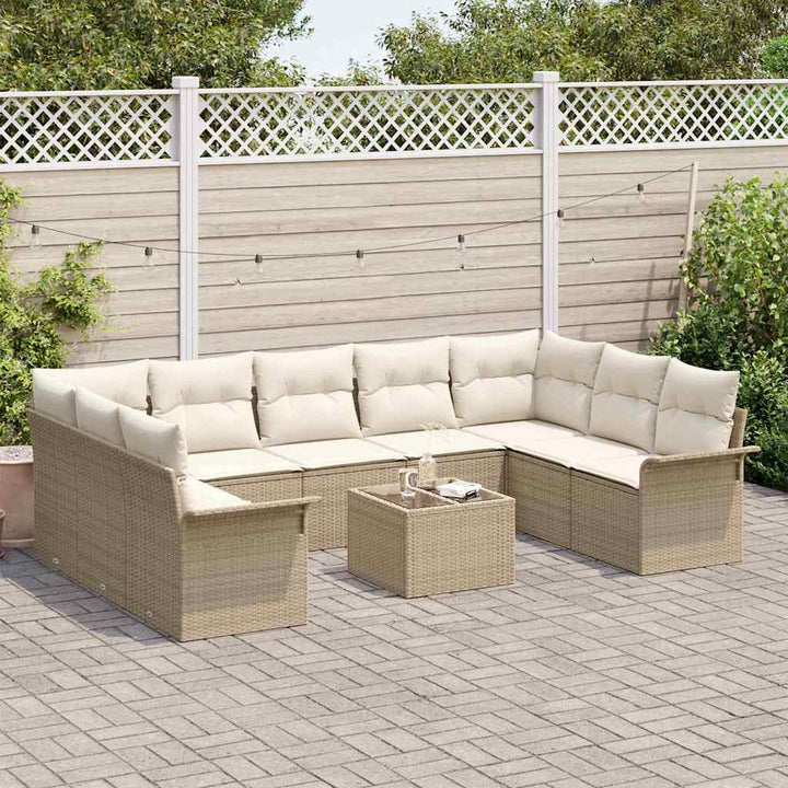 Havesofa Sæt 10 stk. Brun polyrattan