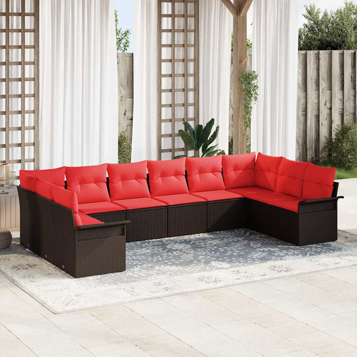 Havesofa Sæt med opbevaring 10 pcs Beige polyrattan