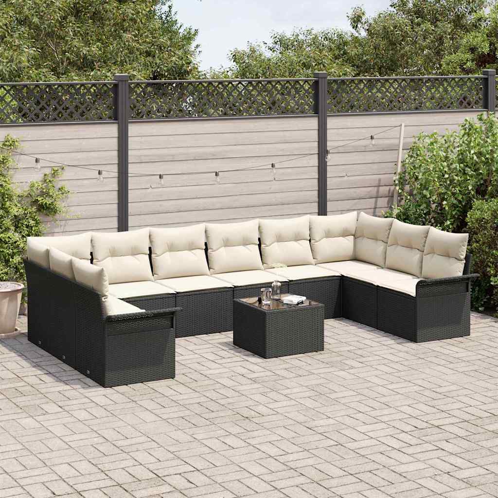 Havesofa Sæt med opbevaring 11 pcs Brun polyrattan
