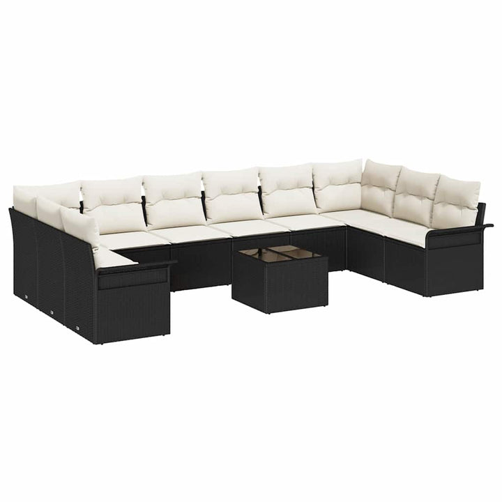 Havesofa Sæt med opbevaring 11 pcs Brun polyrattan