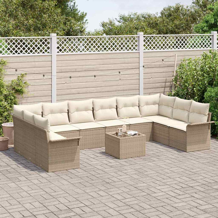Havesofa Sæt med opbevaring 11 pcs Brun polyrattan