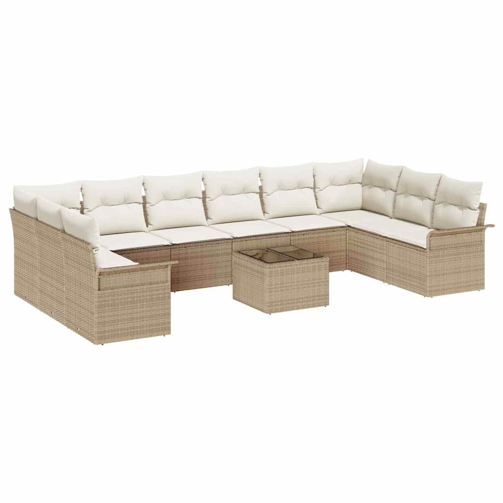 Havesofa Sæt med opbevaring 11 pcs Brun polyrattan