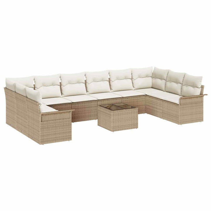 Havesofa Sæt med opbevaring 11 pcs Brun polyrattan