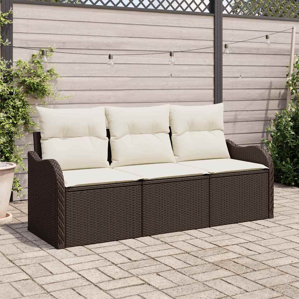 Havesofa Sæt 3 stk. Brun Poly rattan