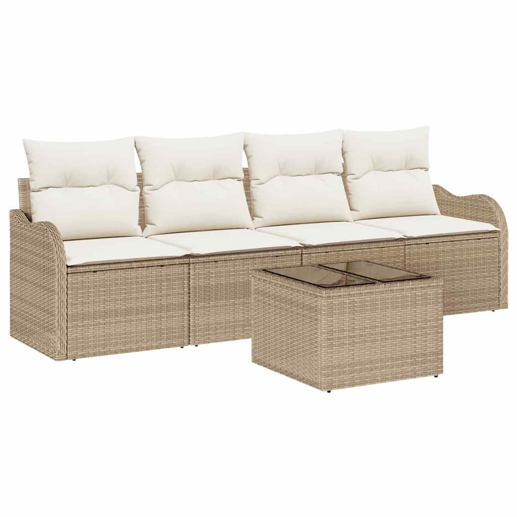 Havesofa Sæt 5 stk. 4-Antal sæder Beige og creme polyrattan