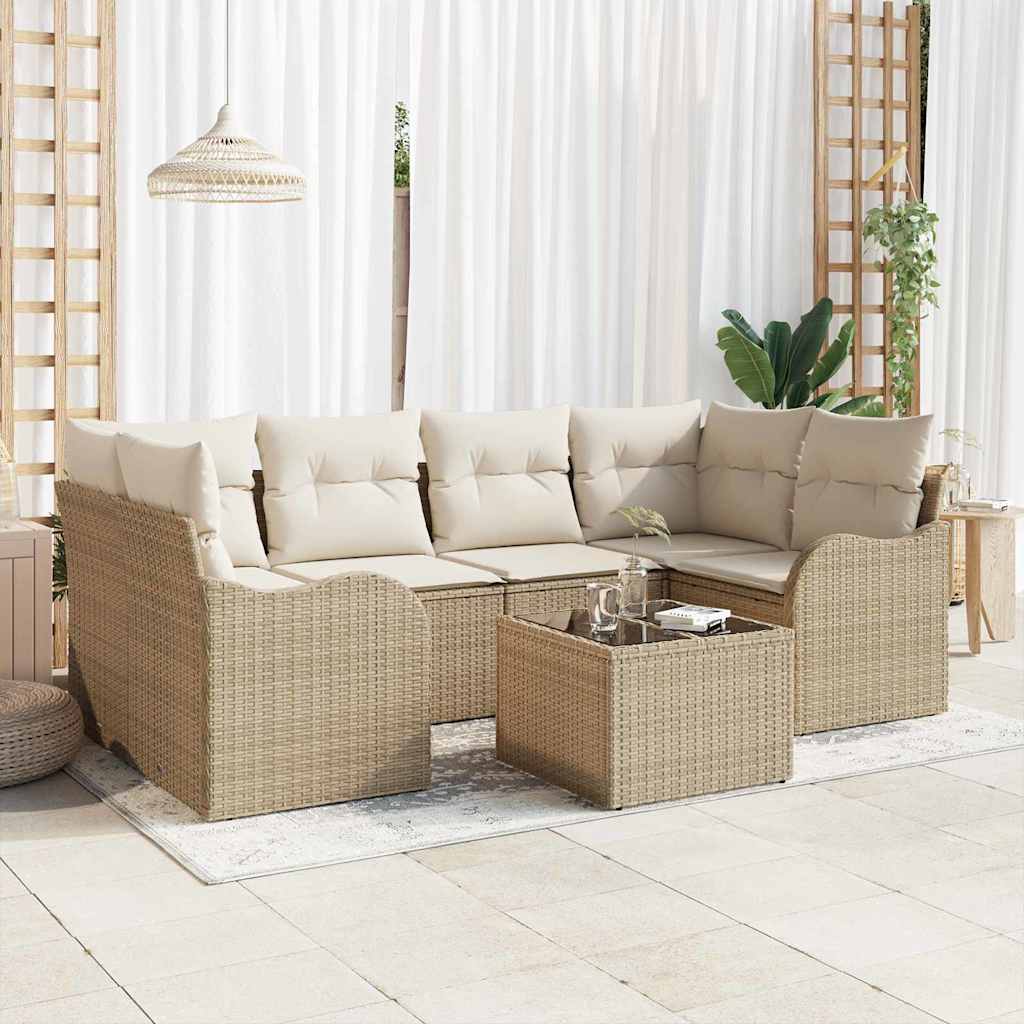 Havesofa Sæt 7 stk. 6-Antal sæder Beige og creme