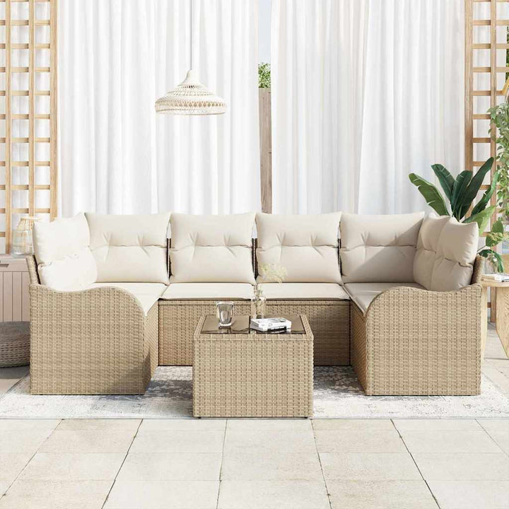 Havesofa Sæt 7 stk. 6-Antal sæder Beige og creme