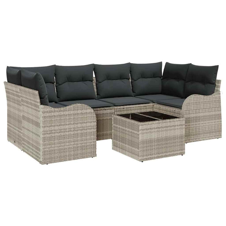 Havesofa Sæt med pude med opbevaring 7 pcs Lysegrå og mørkegrå