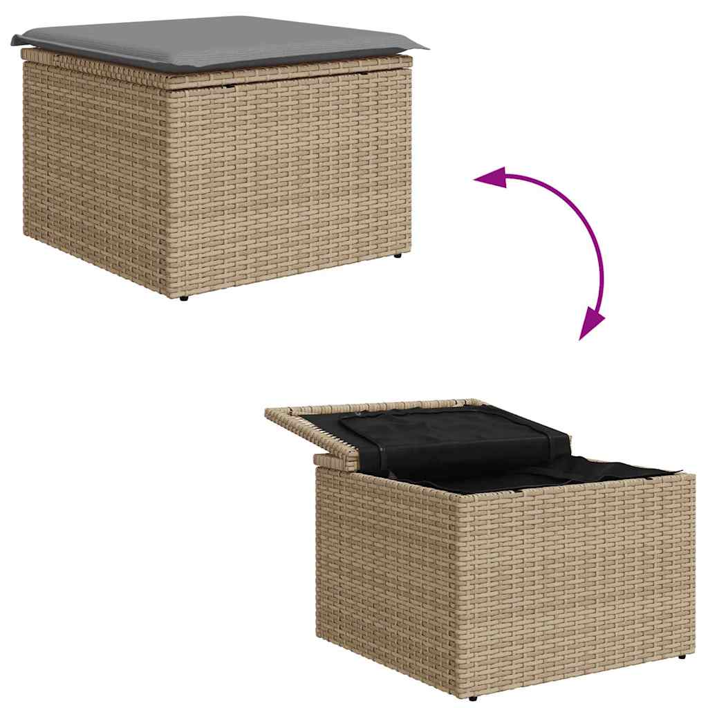 Havesofa Sæt med opbevaring 4 pcs Beige polyrattan