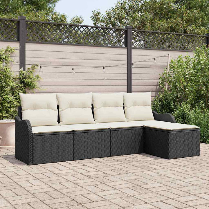 Havesofa Sæt 5 stk. Sort polyrattan