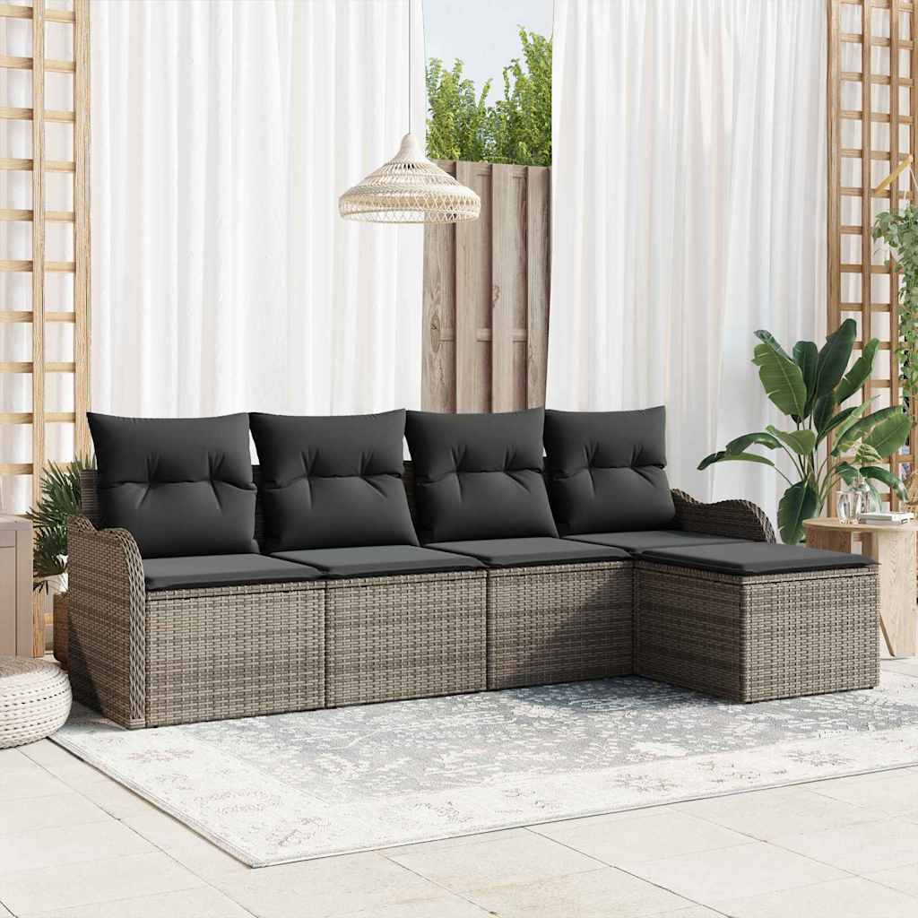 Havesofa Sæt 5 stk. Grå polyrattan
