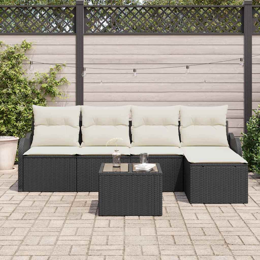 Havesofa Sæt med opbevaring 6 pcs Brun polyrattan
