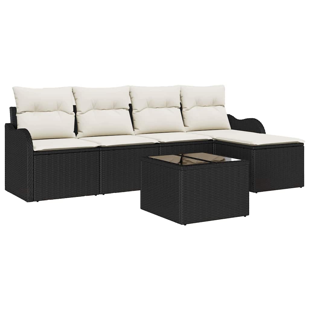 Havesofa Sæt med opbevaring 6 pcs Brun polyrattan