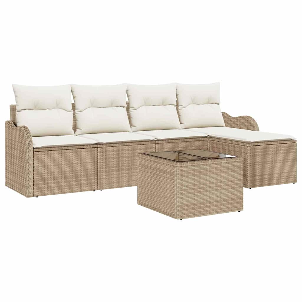 Havesofa Sæt 6 stk. Brun polyrattan