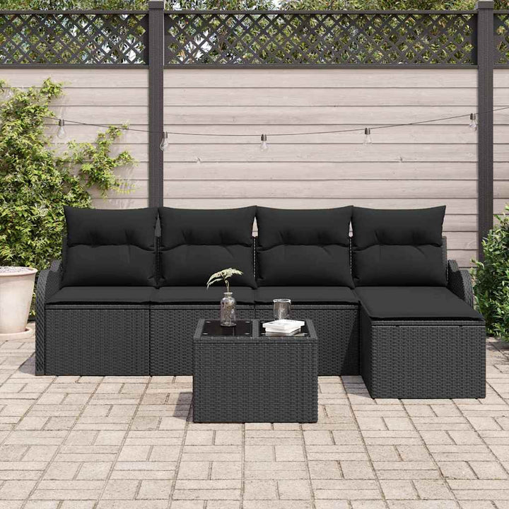 Havesofa Sæt med pude med opbevaring 6 pcs Beige Poly rattan