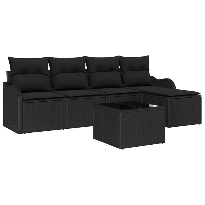 Havesofa Sæt med pude med opbevaring 6 pcs Beige Poly rattan