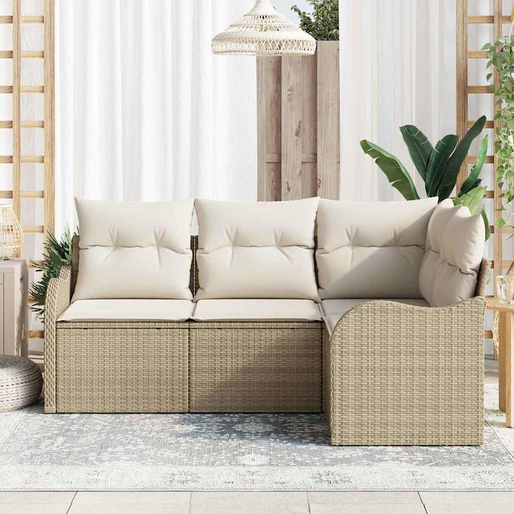 Havesofa Sæt 4 stk. Beige polyrattan
