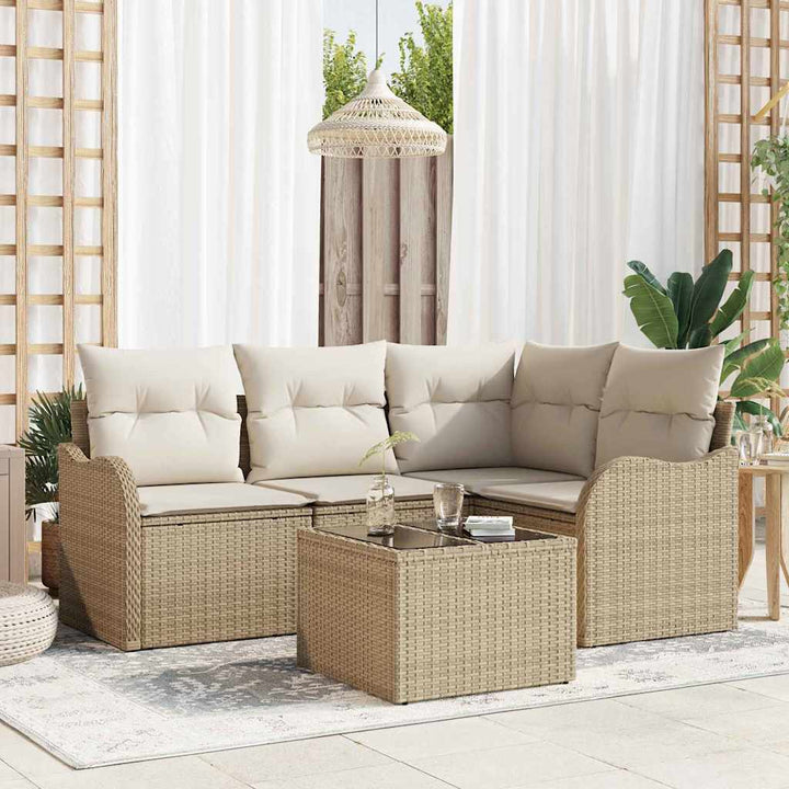 Havesofa Sæt 5 stk. Brun polyrattan