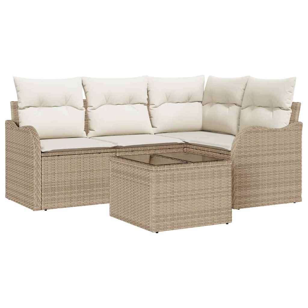 Havesofa Sæt 5 stk. Brun polyrattan