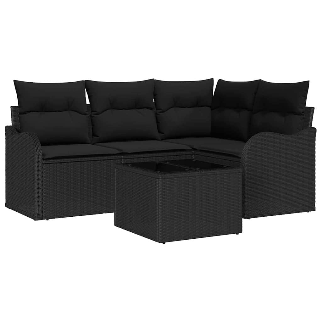 Havesofa Sæt med opbevaring 5 pcs Beige polyrattan