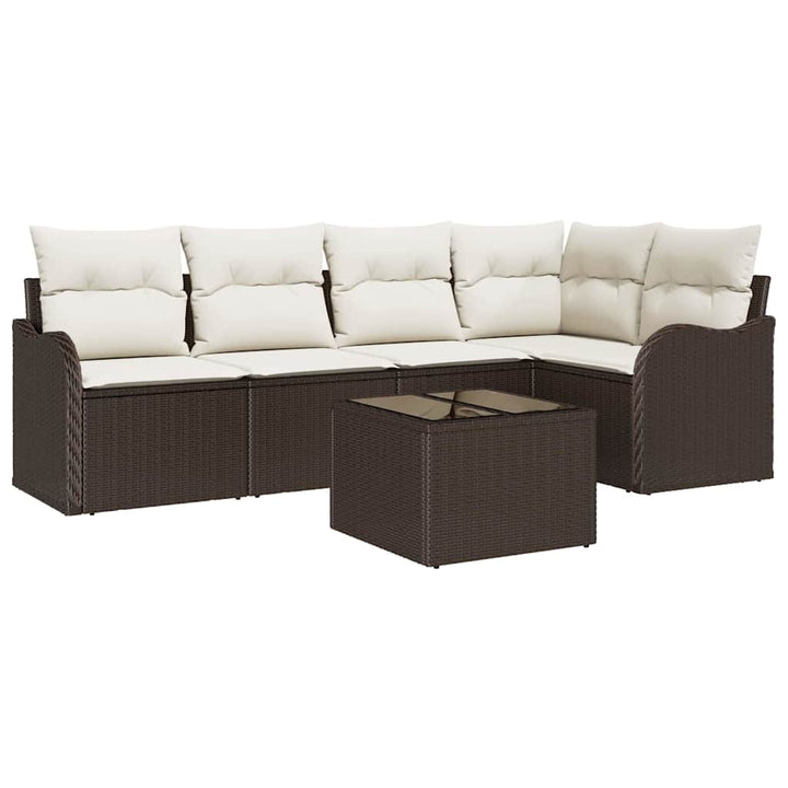Havesofa Sæt med opbevaring 6 pcs Brun polyrattan