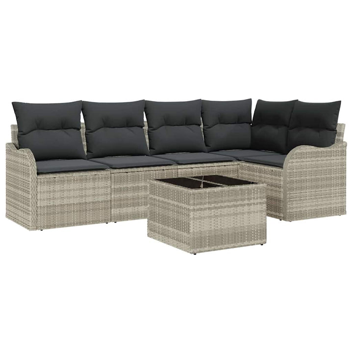 Havesofa Sæt med opbevaring 6 pcs Lysegrå polyrattan