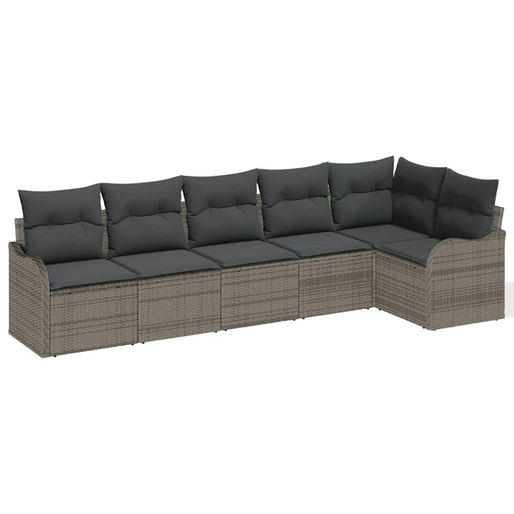 Havesofa Sæt med opbevaring 6 pcs Grå polyrattan