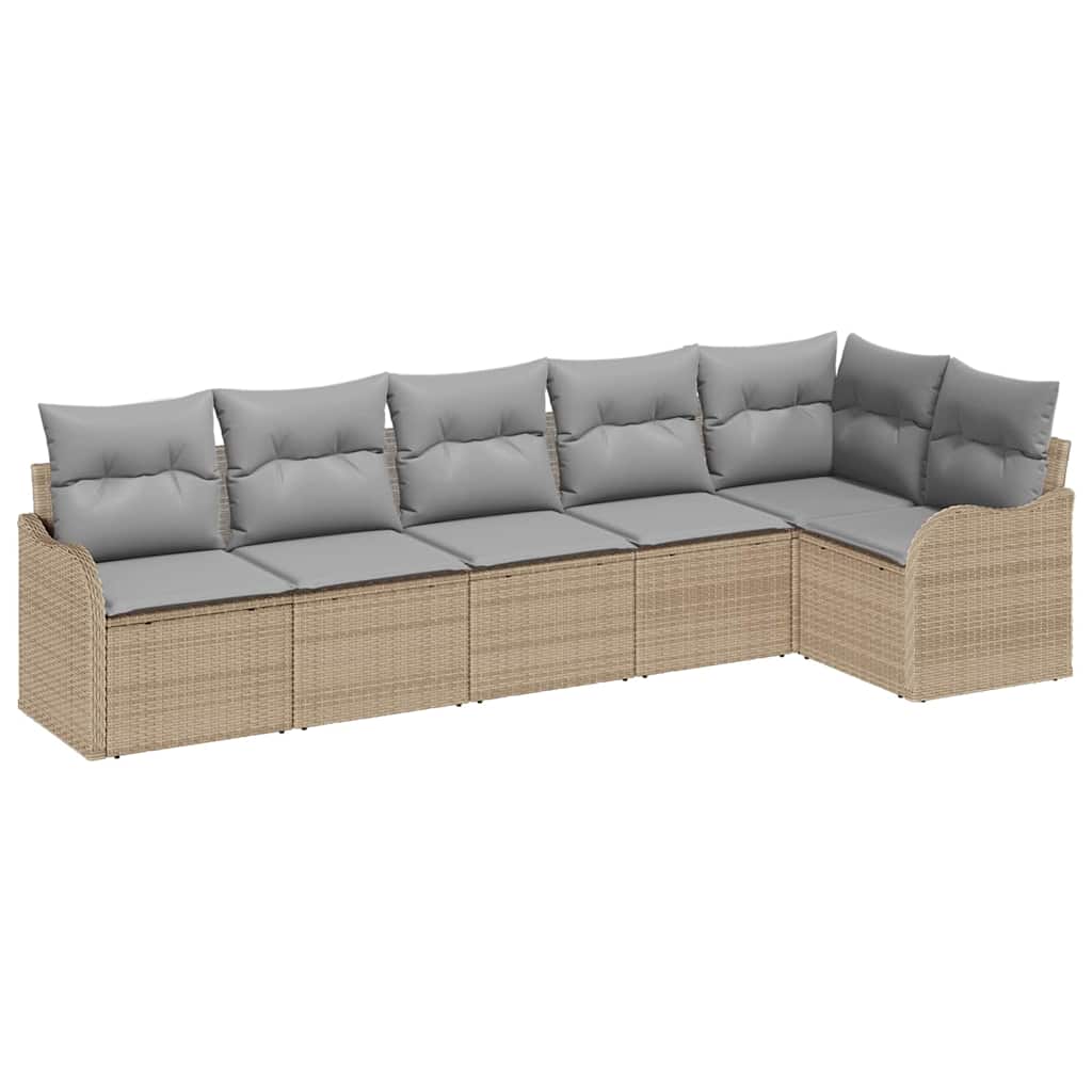 Havesofa Sæt med opbevaring 6 pcs Beige polyrattan
