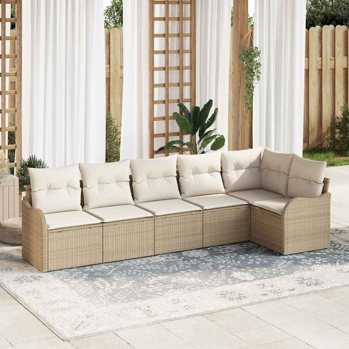 Havesofa Sæt 6 stk. Beige polyrattan