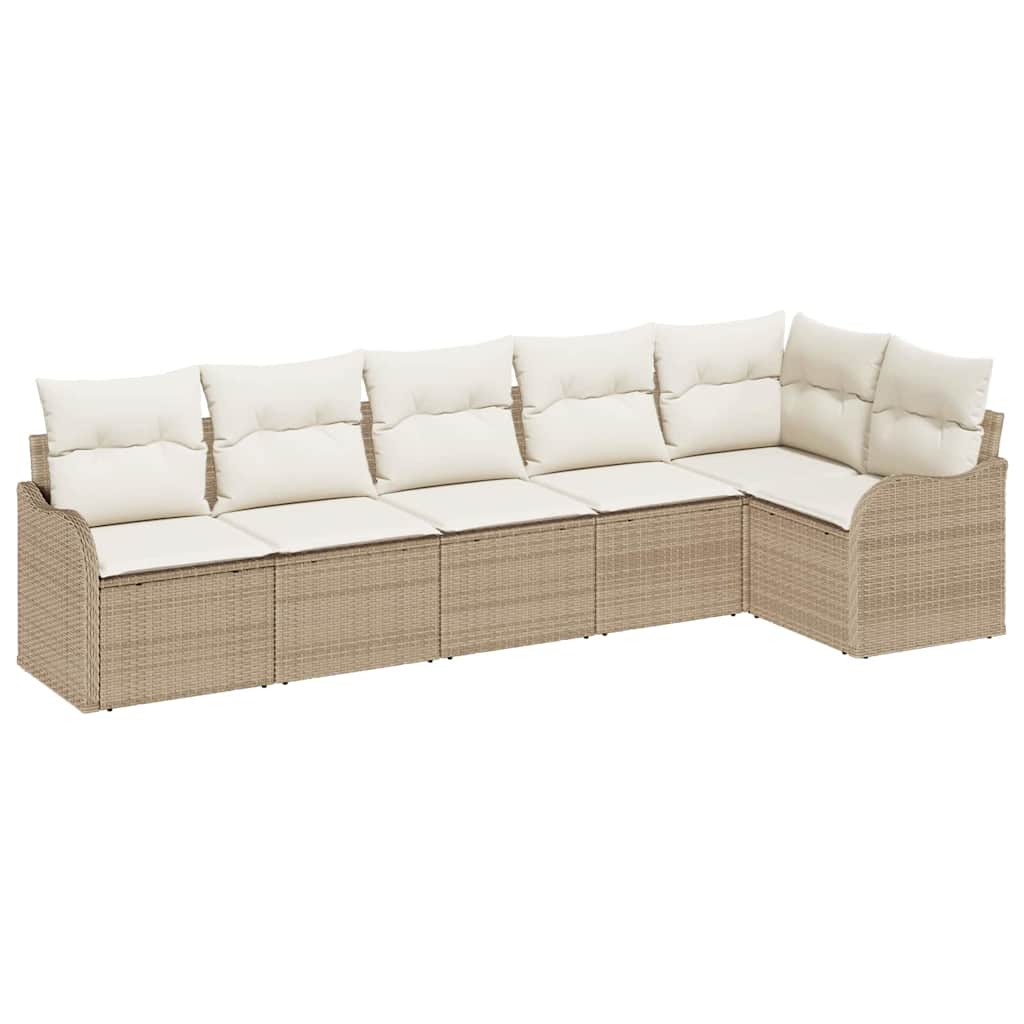Havesofa Sæt 6 stk. Beige polyrattan