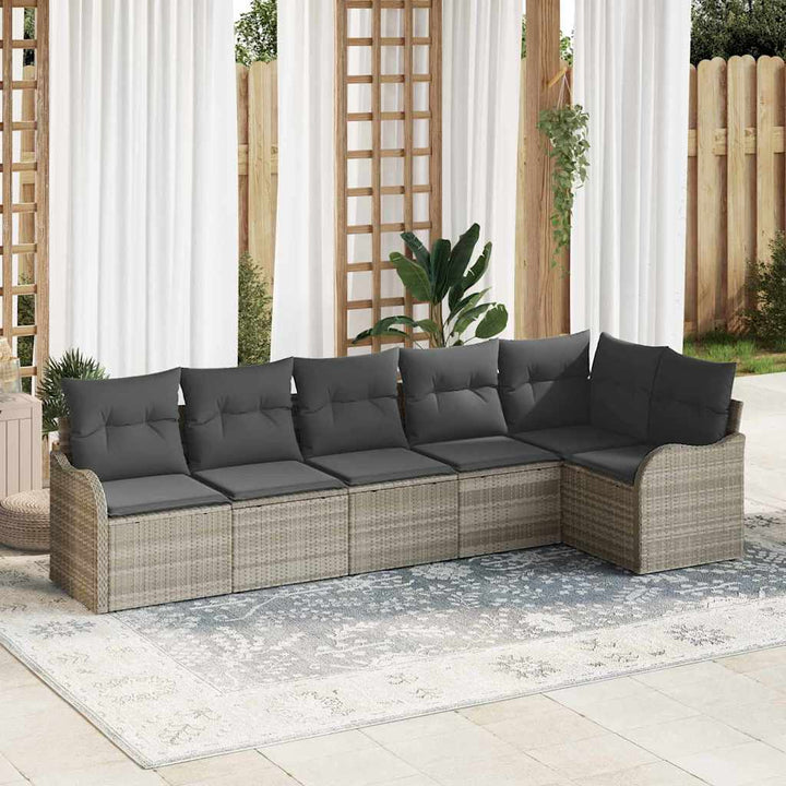 Havesofa Sæt med opbevaring 6 pcs Lysegrå polyrattan