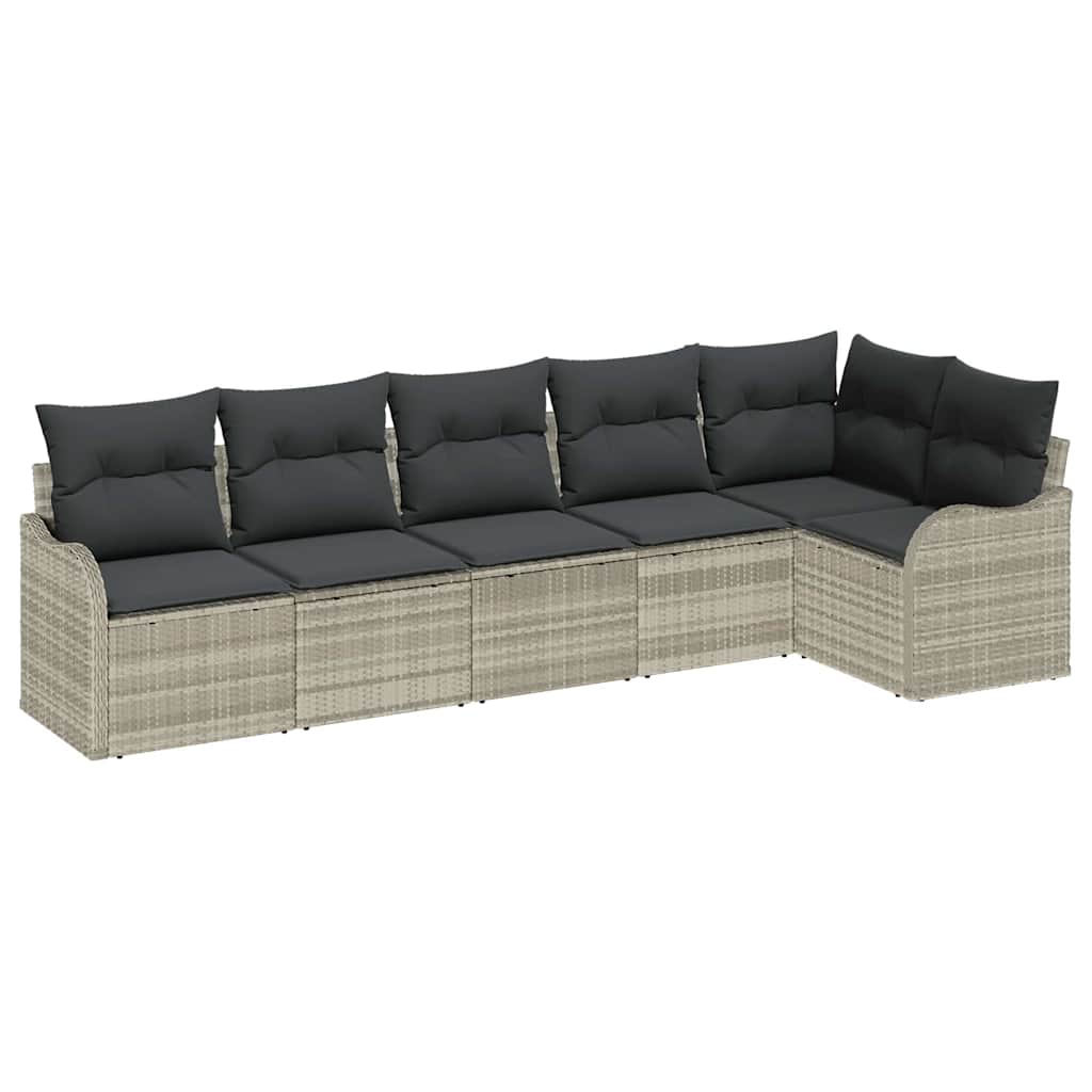 Havesofa Sæt med opbevaring 6 pcs Lysegrå polyrattan
