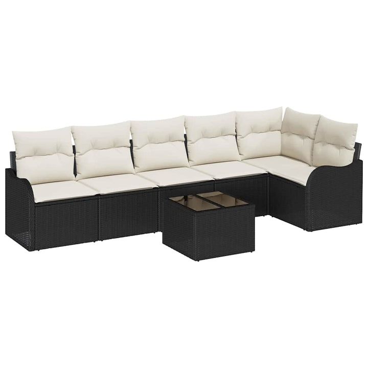 Havesofa Sæt med pude med opbevaring 7 pcs Brun Poly rattan
