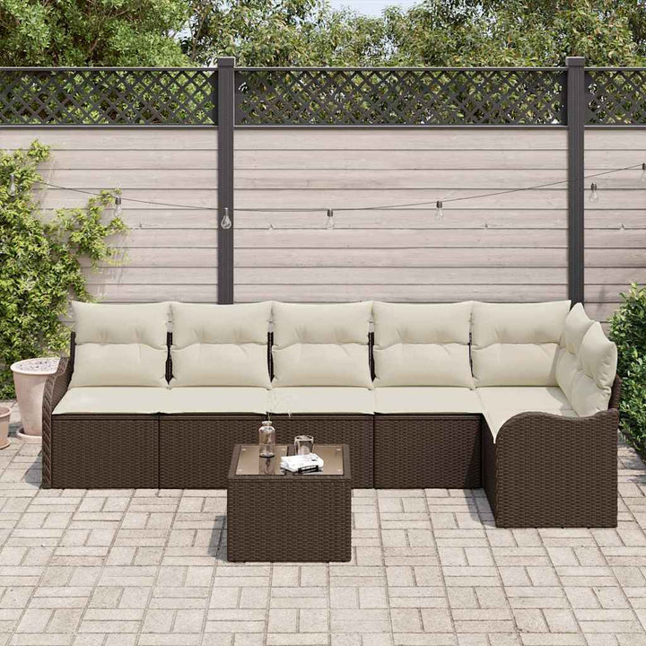 Havesofa Sæt med opbevaring 7 pcs Grå polyrattan