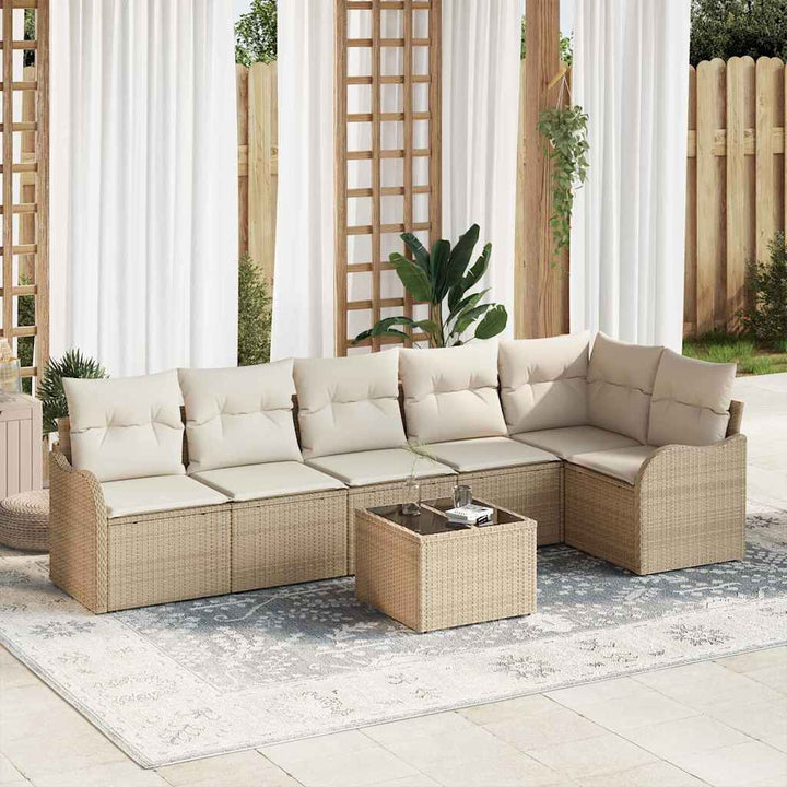 Havesofa Sæt 7 stk. Brun polyrattan